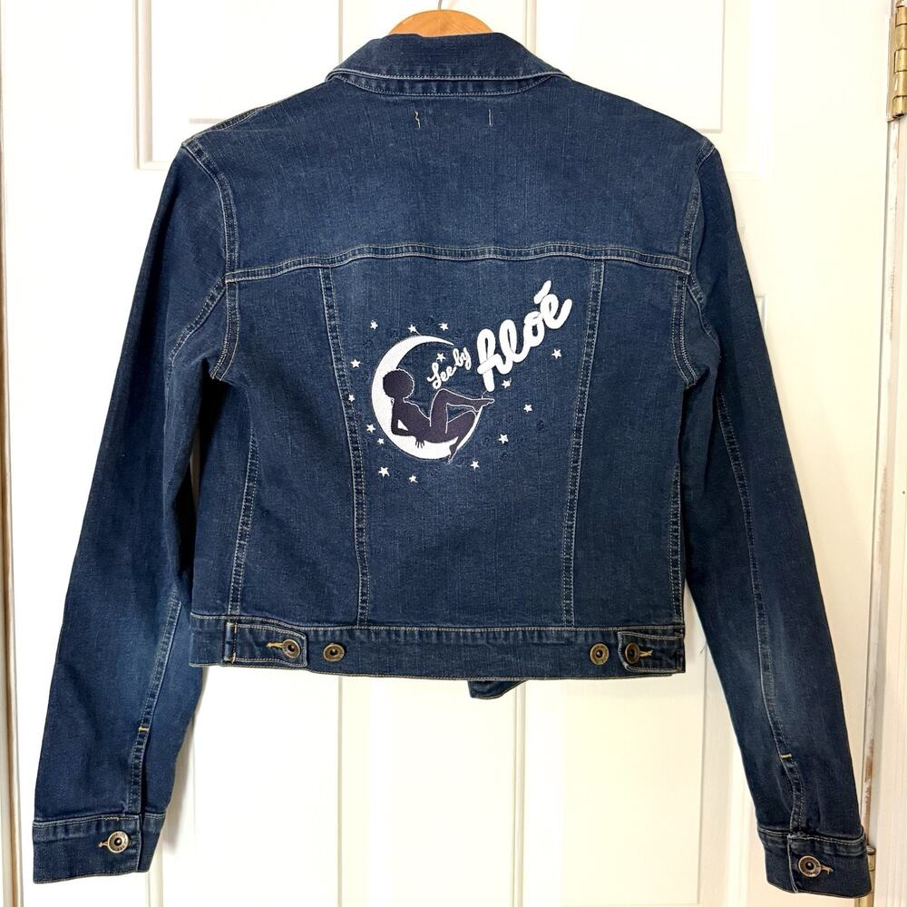 SEE BY CHLOE Dark Denim Jean Jacket Light Blue Size 44/ 10 Flaw